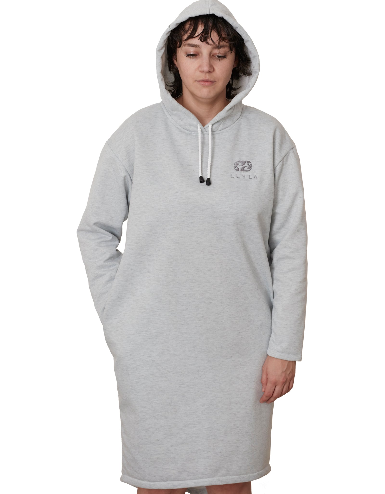 LLYLA Hooded Sweatshirt Dress with Side ...